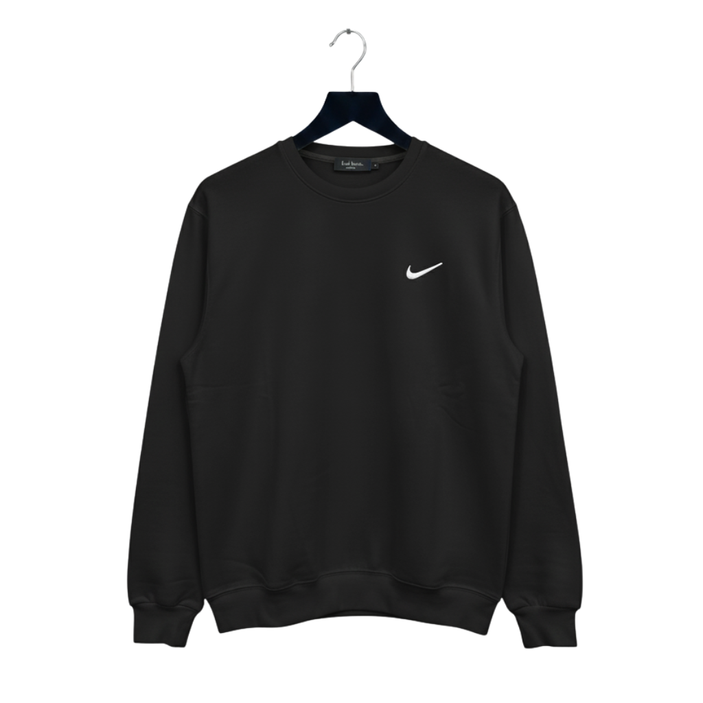 Crew Neck Plain Black PNG